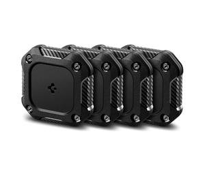 Spigen Tough Armor IP WaterproofCase Compatible with AirTag 2/1 (2026/2021) Scratch Resistant Case with Double Sided Adhesive Tape for All Outdoor Activities - Black (4 Pack)