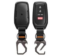 Spigen Toyota Key Fob Cover Case with Carabiner & Strap | Anti-Scratch TPU Key Protector, Side Pattern for Enhanced Grip, Carbon Fibre Rear Design, for Toyota Key Fob - Black
