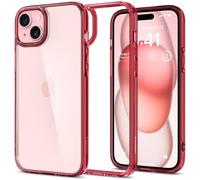 Spigen Ultra Hybrid for iPhone 15 Plus Case, [Made in Korea] [Military Grade Protection] Shockproof Hard Back Phone Cover - Red Crystal