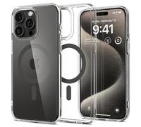 Spigen Ultra Hybrid MagFit Case for iPhone 15 Pro Max, Compatible with MagSafe Accessories [Anti-Yellowing] [Military-Grade Drop Protection] - Clear Graphite