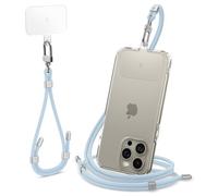 Spigen Universal Crossbody and Wrist Strap Set 2 with ConTag, Adjustable Phone Lanyard Neck Strap Compatible with iPhone 17 Air 16 15 Pro Max, Samsung Galaxy S25 Ultra, Pixel 9 and more - Mute Blue