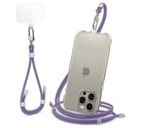 Spigen Universal Crossbody and Wrist Strap Set 2 with ConTag, Adjustable Phone Lanyard Neck Strap Compatible with iPhone 17 Air 16 15 14 Pro Max, Samsung Galaxy S25 Ultra, Pixel 9 more - Deep Purple