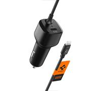 Spigen USB C Car Charger for iPhone [Apple MFi Certified] Total 47W 2 Port with Built-in Lightning Cable for iPhone 14 13 12 Plus Pro Max SE iPad Steam Deck and more