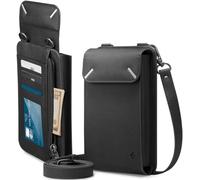 Spigen Valentinus Crossbody Phone Bag Compatible with all phones up to 6.8 inch Wallet Card Holder - Black