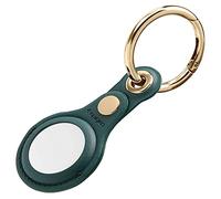 Spigen Valentinus Leather Keychain Ring Case Compatible with AirTag 2/1 (2026/2021) Protective Holder with Secure Fit for Keys, Bags, and Luggage - Midnight Green