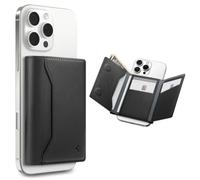 Spigen Valentinus S MagFit Magnetic Wallet Card Holder 7-Cards, Cash, Trifold Wallet Stand for MagSafe Compatible with iPhone 16/15/14/13/12 Models - Black