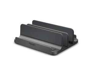 Spigen Vertical Laptop Stand for Desk [Up to 4 Devices] with Adjustable Slots, Desktop Organiser for Laptops, Tablets, and Smartphones, Compatible with iPad MacBook Neo/Pro/Air iPhone Samsung Pixel