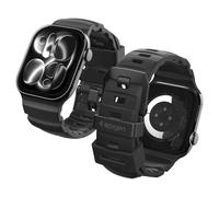 Spigen Rugged Silicone Sport Band with Metal Buckle Strap Compatible with Apple Watch Ultra 3/2/1 49mm, Series 11/10 46mm, 9/8/7 45mm, SE3/SE2/SE/6/5/4 44mm, 3/2/1 42mm - Black