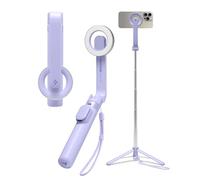 Spigen Wondersnap MagFit Selfie Stick Tripod, [Metal Ring & Strap Included] Phone Tripod Stand for iPhone 16 15 14 13 Pro Max Plus, Samsung Galaxy, Google Pixel - Lavender