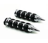 Spike 1" 25mm Handlebar Motorcycle Rubber Soft Comfortable Hand Grips Handgrip For Cruiser Cafe Racer Chopper Bobber Custom (Chrome)