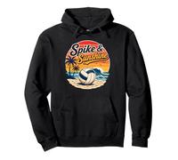 Spike and Sunshine Beach Volleyball Tropical Summer Pullover Hoodie