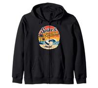 Spike and Sunshine Beach Volleyball Tropical Summer Zip Hoodie
