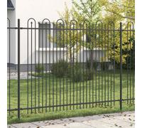 Spike Arch Fence Black 200 x 200 cm Powder-Coated Steel Modern Garden Panel Edge