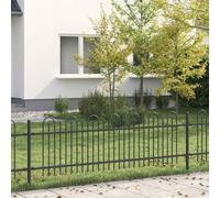 Spike Arch Fence, Powder-Coated Steel Garden Border, Black, 200 x 110 cm