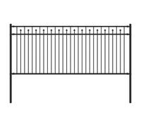 Spike Fence BAARLO 200 x 130 cm Powder-Coated Steel Black | Interlocking Panels, , Low Maintenance, Adjustable Angle for Garden