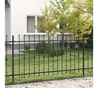Spike Fence Black 200 x 110 cm Powder-Coated Steel Garden Security Panel Durable