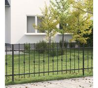 Spike Fence Black 200x130cm Powder-Coated Steel Modern Interlocking Panel Garden