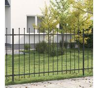 Spike Fence Asten Black Powder-Coated Steel Modern Outdoor Barrier Yard vidaXL