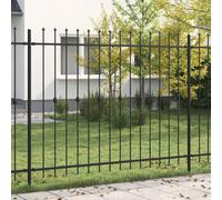 Spike Fence Black 200x200cm Powder-Coated Steel Modern Garden Security Panel 1pc