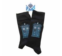 Spike Leisurewear Doctor Who 'Blue Tardis' (Black) Socks (One Size = UK 7-11)