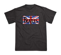 Spike Leisurewear Officially Licensed The Beatles 100% Cotton Black T-Shirt Printed with Classic Union Jack Design on The Front. Available in Sizes Small, Medium, Large, XL and XXL (XXL)