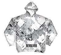 Spike Leisurewear The Beatles Revolver All-Over Print Pull Over Hoodie (UK, Alpha, L, Regular, Regular, White)