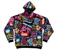 Spike Leisurewear The Beatles Song Titles All-Over Print Pull Over Hoodie (UK, Alpha, M, Regular, Regular, Multicolour)