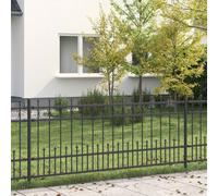 Spike Ring Fence Black 200x130cm Powder-Coated Steel Weather-Resistant Panel Kit