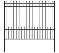 Spike Ring Fence Horst Black Powder-Coated Steel Outdoor Barrier Panel vidaXL