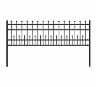 vidaXL Spike Ring Fence Black 200x130cm Powder Coated Steel Rectangular Modern Durable Rust Corrosion Resistant Weatherproof Outdoor Patio Garden Furniture Projects