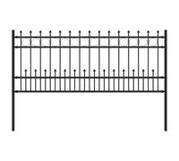Spike Ring Fence Black 200x130cm Powder-Coated Steel Weather-Resistant Panel Kit