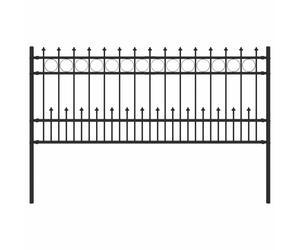 Spike Ring Fence HORST Black Powder-Coated Steel Outdoor Barrier Panel vidaXL