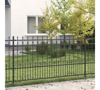 Spike Ring Fence with Powder-Coated Steel, Garden Patio, Black, 200 x 150 cm