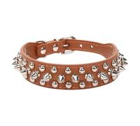 Spiked Dog Collar for Dogs Cats PU Leather Chew Proof Spike Collar Metal | Chew Proof Spike Collar for Dogs Cats PU Leather Rivet Spike Puppy Collars for Small Medium Large Pets Like Frenchie Bulldog