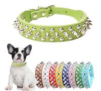 Spiked Dog Collar for Large Dogs, Green Male Spike Dog Collar PU Leather Mushrooms Studded Rivet Pit Bull Collars Adjustable for Small Medium Large Dogs, Size,XL