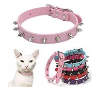 Spiked Dog Collar for Large Dogs, Mushrooms Rivet Soft Pu Leather Spike Stud Studded Cat Collar, 1-inch Wide Adjustable for Big Breed Puppy Pet Pink L