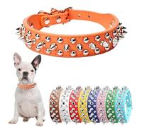 Spiked Dog Collar for Large Dogs, Orange Male Spike Dog Collar PU Leather Mushrooms Studded Rivet Pit Bull Collars Adjustable for Small Medium Large Dogs, Size,XL