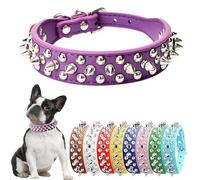 Spiked Dog Collar for Large Dogs, Purple Female Spike Dog Collar PU Leather Mushrooms Studded Rivet Pit Bull Collars Adjustable for Small Medium Large Dogs, Size,XL