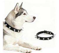 Spiked Dog Collar for Medium Dogs, Mushrooms Rivet Soft Pu Leather Spike Stud Studded Cat Collar Adjustable for Little Small Breed Puppy Pet Black M