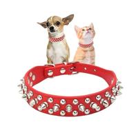 Spiked Dog Collar Small Rivet Spike Studded Puppy Girl Female Boy Little Pet Kitten Adjustable Collars for Cats Cute Soft Pu Leather Spiky Stud Collar New Red XS
