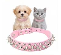 Spiked Dog Collar Small Spike Cat Collar Studded Puppy Collars Pink L