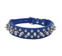 Spiked Dog Collar, Soft Pu Leather Mushrooms Rivet Spike Studded Pet Cat Collars Adjustable For XS Small Medium Large Breed Dogs Hound Puppy Collie, Blue S
