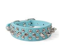 Spiked Dog Collar, Soft Pu Leather Mushrooms Rivet Spike Studded Pet Cat Collars Adjustable For XS Small Medium Large Breed Dogs Hound Puppy Collie, Light-Blue S