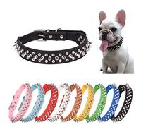 Spiked Dog Collar, Soft Pu Leather Mushrooms Rivet Spike Studded Pet Cat Collars Adjustable For XS Small Medium Large Breed Dogs Hound Puppy Collie, Black XS