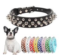 Spiked Dog Collars, Studded Dog Collar Leather Rivet Puppy Collar Spike Adjustable for Small Medium Large Dogs Black XXL
