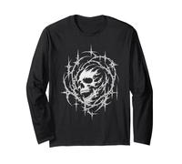 Spiked Filigree Dark Goth Skull Long Sleeve T-Shirt