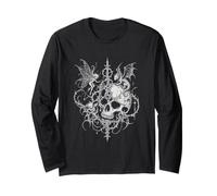 Spiked Filigree Dark Goth Skull Long Sleeve T-Shirt