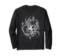 Spiked Filigree Dark Goth Skull Long Sleeve T-Shirt