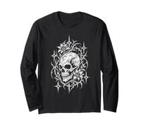 Spiked Filigree Dark Goth Skull Long Sleeve T-Shirt
