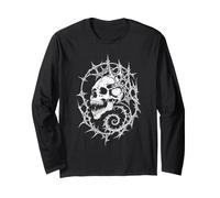 Spiked Filigree Dark Goth Skull Long Sleeve T-Shirt
